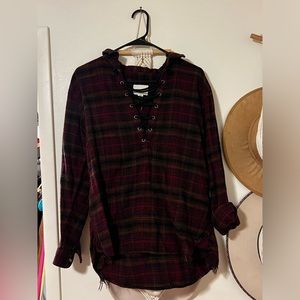 American Eagle Plaid Shirt with Chest tie detail